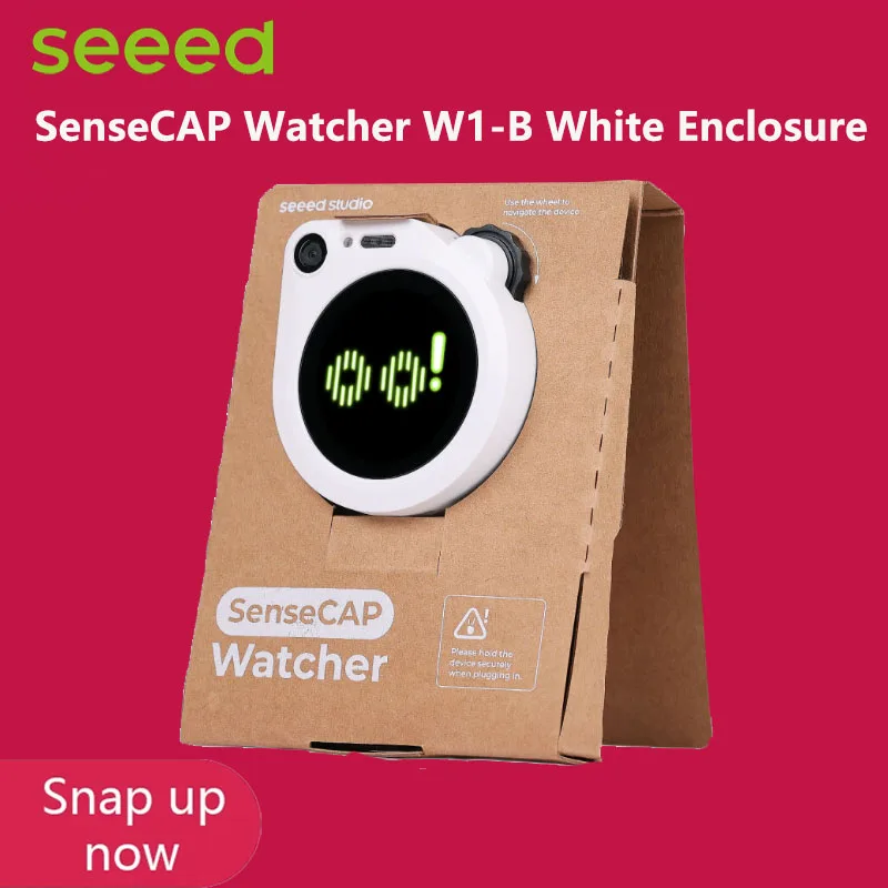 Белый корпус Seeed SenseCAP Watcher W1-B — физический агент с искусственным интеллектом для