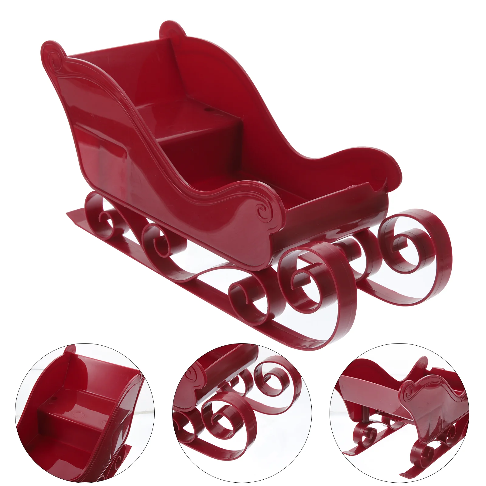 y ozdoby sanki bożonarodzeniowe duże świąteczne 28X12X10CM plastikowe Mini czerwone rekwizyty fotograficzne wisiorek