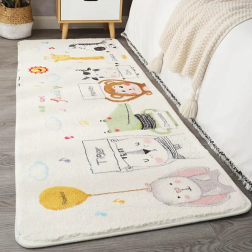 

Nordic Long Area Rugs Cartoon Living Room Carpet Soft Fleece Bedroom Bedside Blanket Non-Slip Kitchen Door Mat Tatami Home Rug