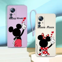 mickey minnie mouse disney phone case for xiaomi mi 12 12x 11i 11t 11 10 10s 10t 9 se pro lite ultra 5g liquid rope cover