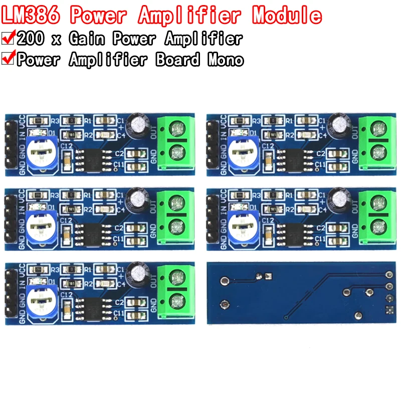 5 шт. модель LM386 Φ 200 Плата усилителя моно усилитель мощности вход 5-12 В