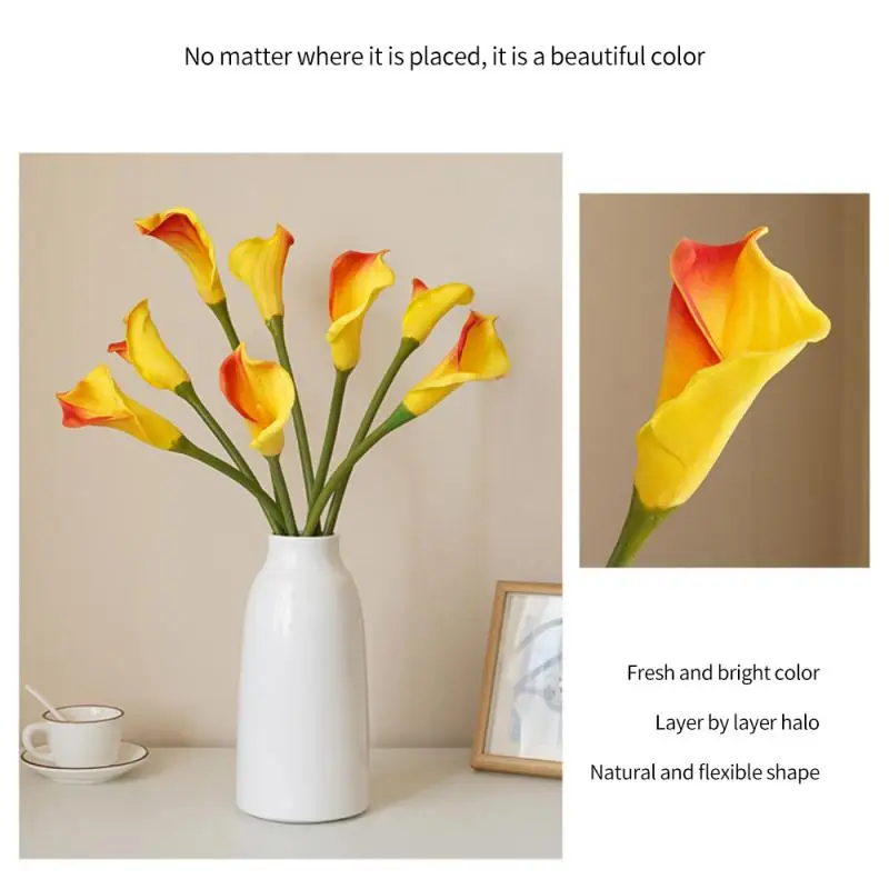 

Valentine's Day Gift Curled New Various Colors Simulated Calla Lily High Quality Fake Flowers Household Accessories Decorative
