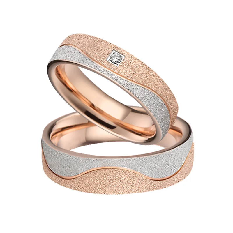 

High Quality Promise Wedding Rings Set for Men And women 18k Rose Gold Plated Jewelry Lover's Alliance Anniversary Couples Ring