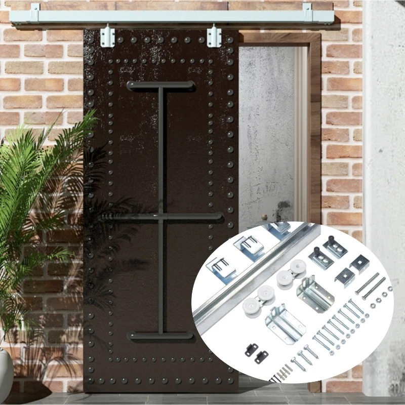 

Оцинкованная дорожка для наружной двери сарая, оборудование для наружной двери 42-48 дюймов, DIYHD 8 футов