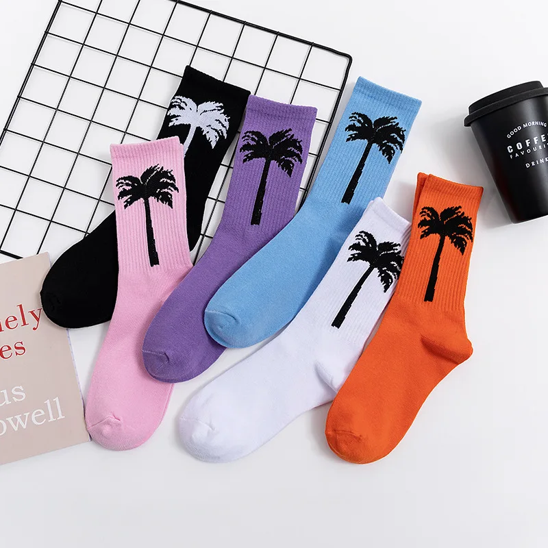 

Palm Angels Coconut Print Socks Spring and Summer Cotton Socks Men's and Women's Sports Socks Street Hip-hop Skateboard Stocking
