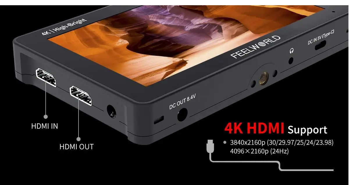 Фото FEELWORLD F5 PROX Dslr Полевой монитор 5,5-дюймовый 1600-nit сенсорный экран DSLR-камера Полевой монитор яркой HD-камеры Монитор №5