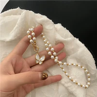 new kpop beaded choker pearl necklace for women gold chain necklaces pendant collar chains butterfly necklace fashion jewelry