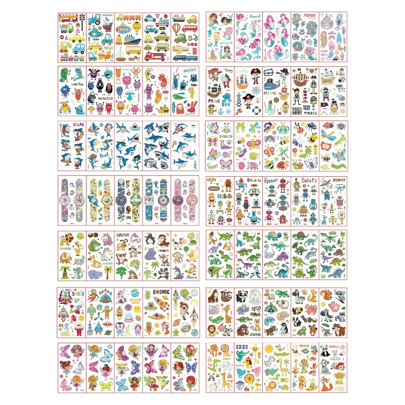 

New 5 Sheets Lovely Luminous Body Stickers Children Waterproof Temporary Cartoon Tattoos Sticker for Surprise Animal Fillers