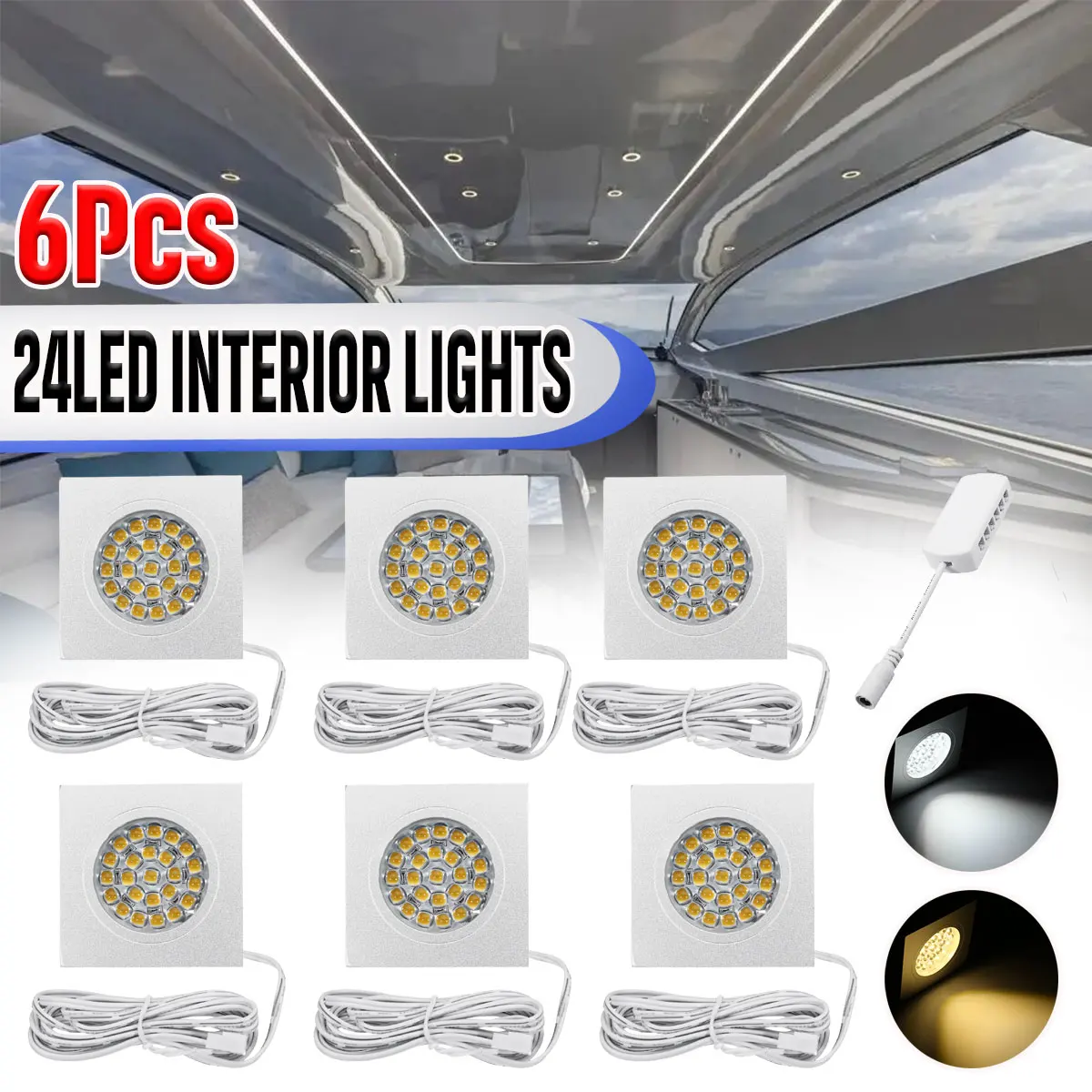 

Потолочные светильники на крышу, 6 шт., 12 В, 24 светодиода