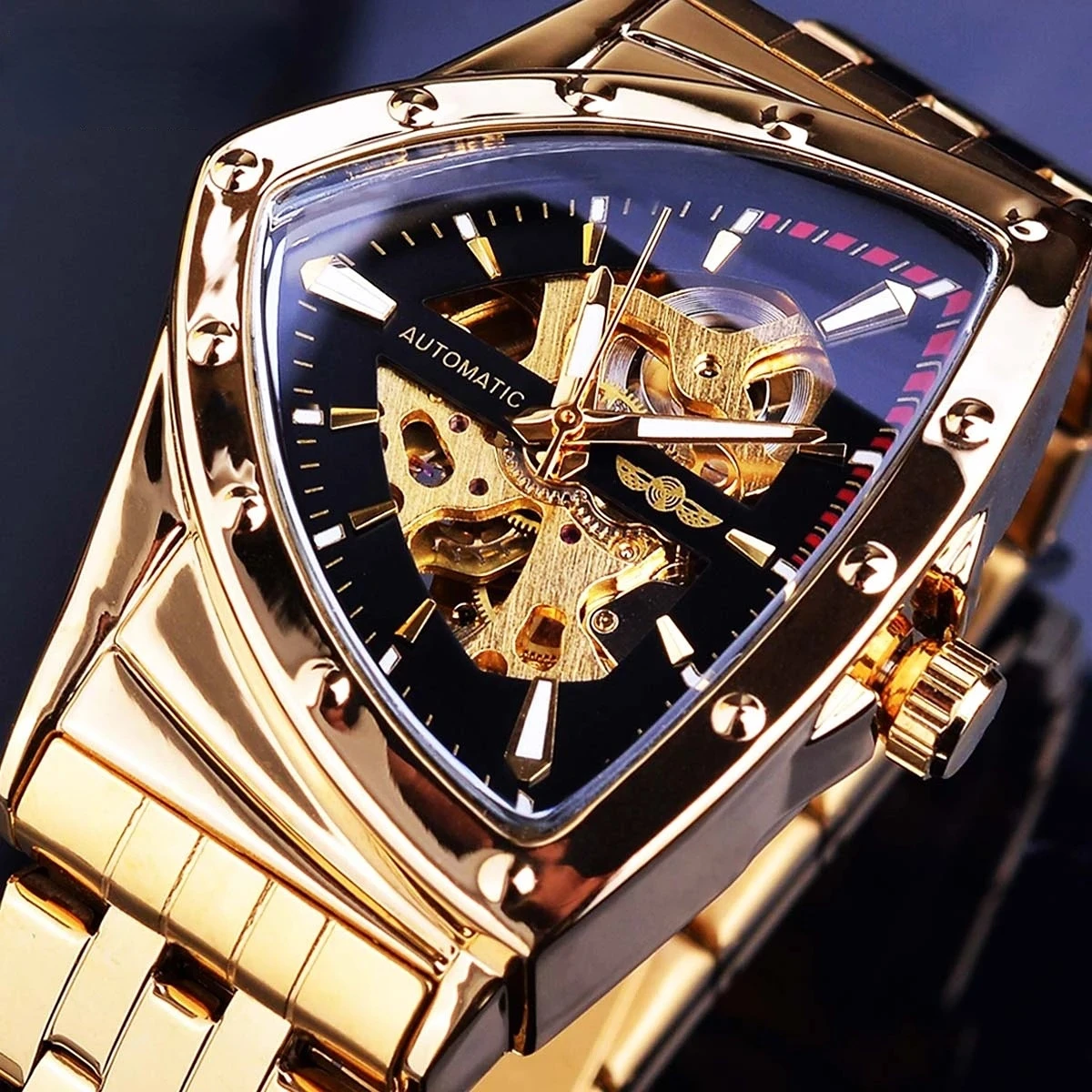 

Xiaomi Watch New Triangle Dial Automatic Mechanical Watch Men's Fashion Hollow out Business Stainless Steel Watch
