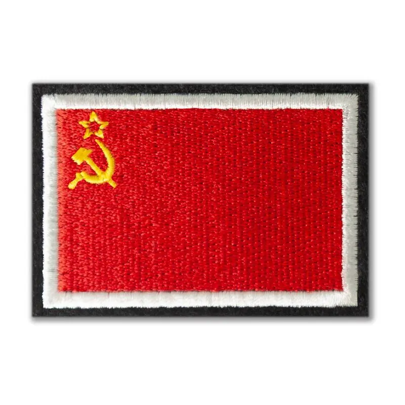 Вышитый шеврон-флажок знамя СССР. С липучкой. Размер: 60x40 мм. по вышивке. - купить