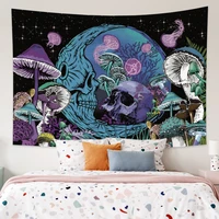 mushroom tapestry moon skull skeleton plants boho wall hanging jellyfish witchcraft psychedelic backdrop for living room blanket