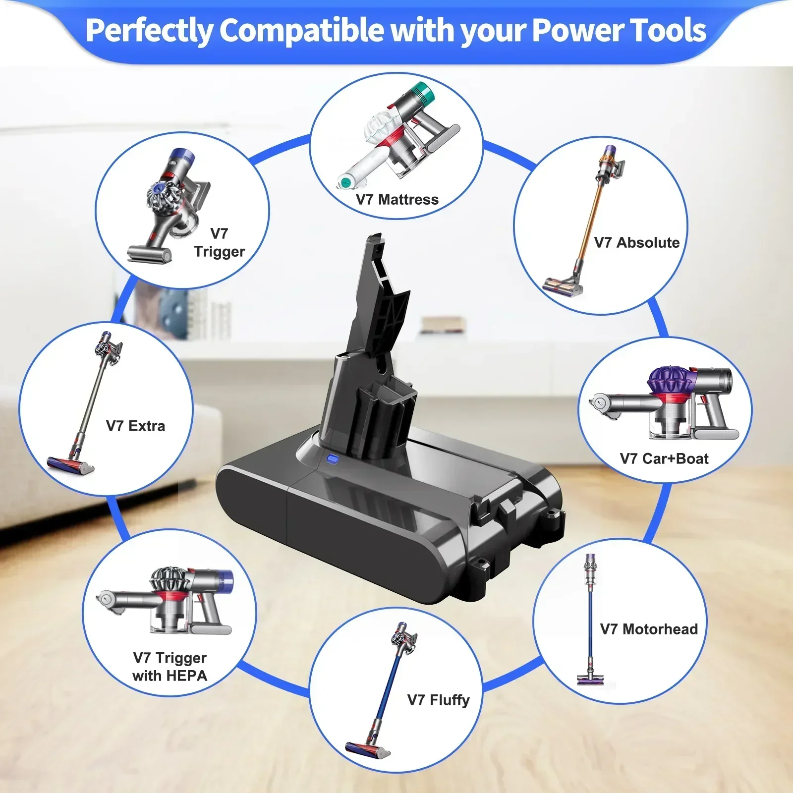 Аккумулятор 8000 мАч для пылесосов Dyson V6 V7 V8 V10, SV10 SV11 SV12 SV09, DC58, совместимый с аккумуляторами Sony (art.: 3920dca26eb62) - 3920dca26eb62