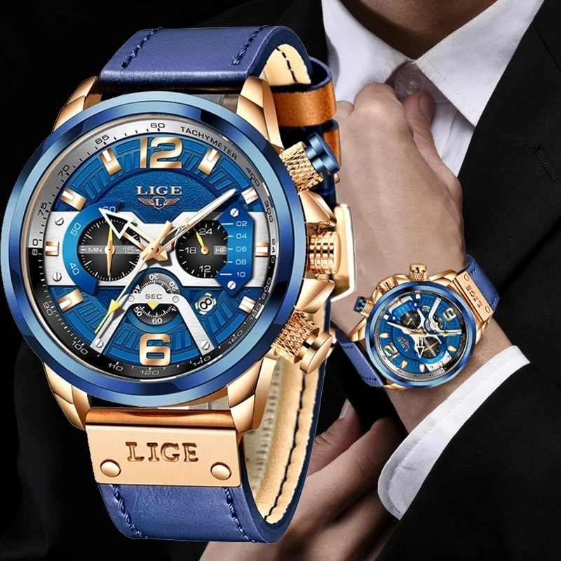 

LIGE Men’s Watches Top Brand Big Sport Watch Luxury Men Military Waterproof Quartz Wrist Watches Chronograph Male Clock