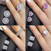 2022 new arrivals luxury 2pcs silver color cz dubai jewelry set ring and earring for women wedding party lady gift jewelry j5968