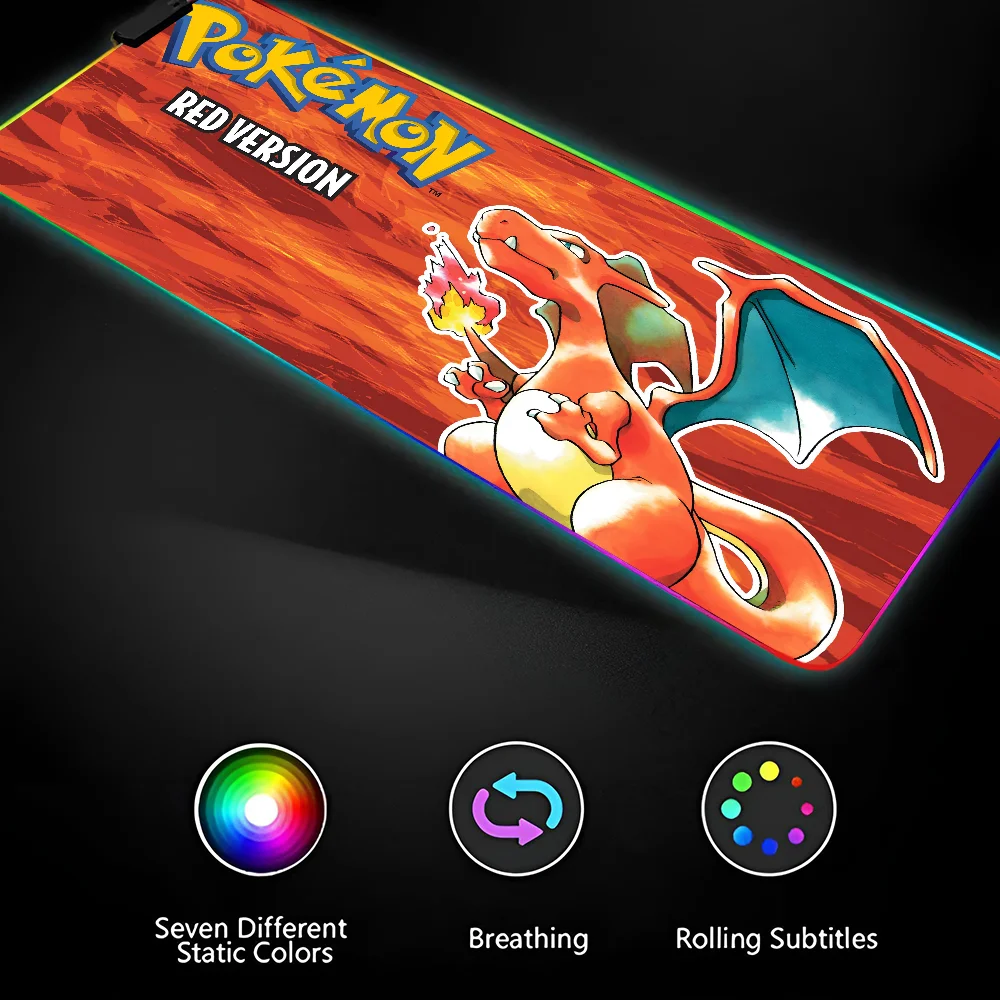 Коврик для мыши в стиле аниме P-pokemon Genger размер XXL RGB игровые коврики HD цвет черный