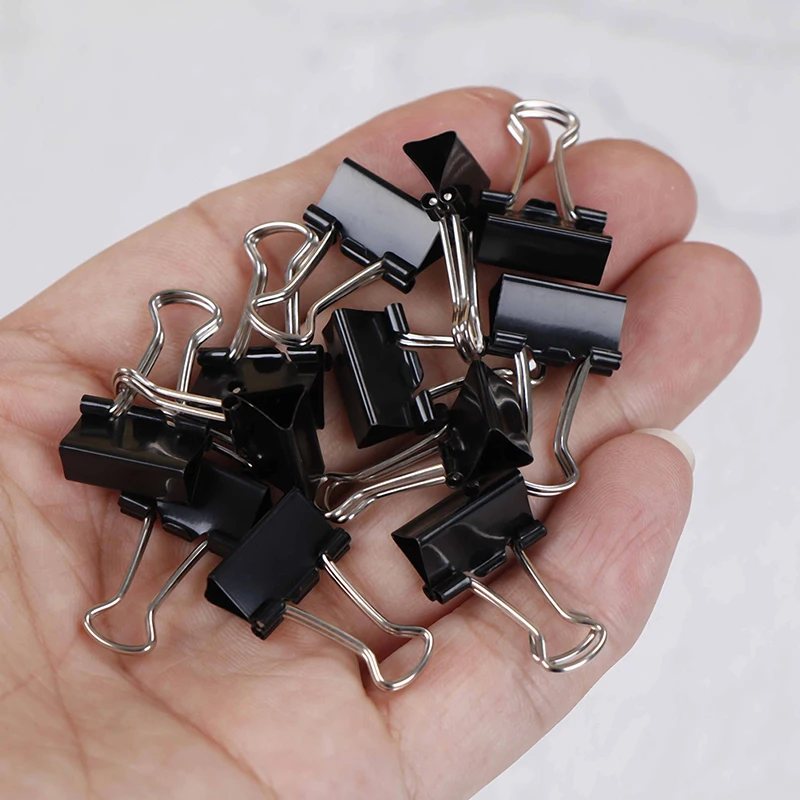 

12Pcs Black Metal Binder Clips File Paper Clip Photo Stationary Office Supplies Extra Strong Hold Clip File Organizer Tools
