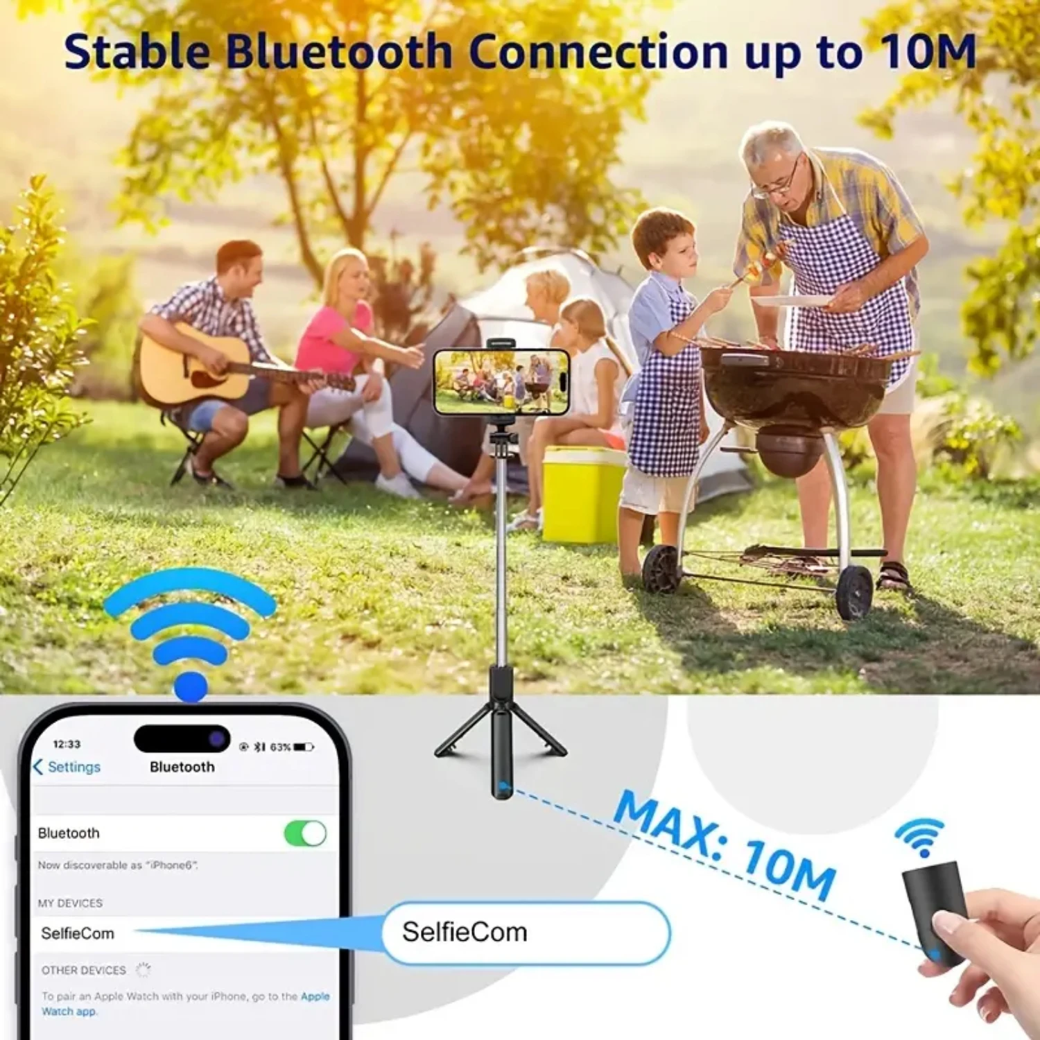 Палка для селфи выдвижной штатив со съемным пультом дистанционного управления BT