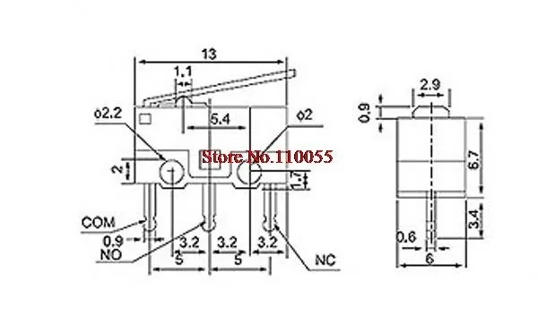Простой концевой Микровыключатель ROBOT】 10 шт. с тремя прямыми ножками мышь