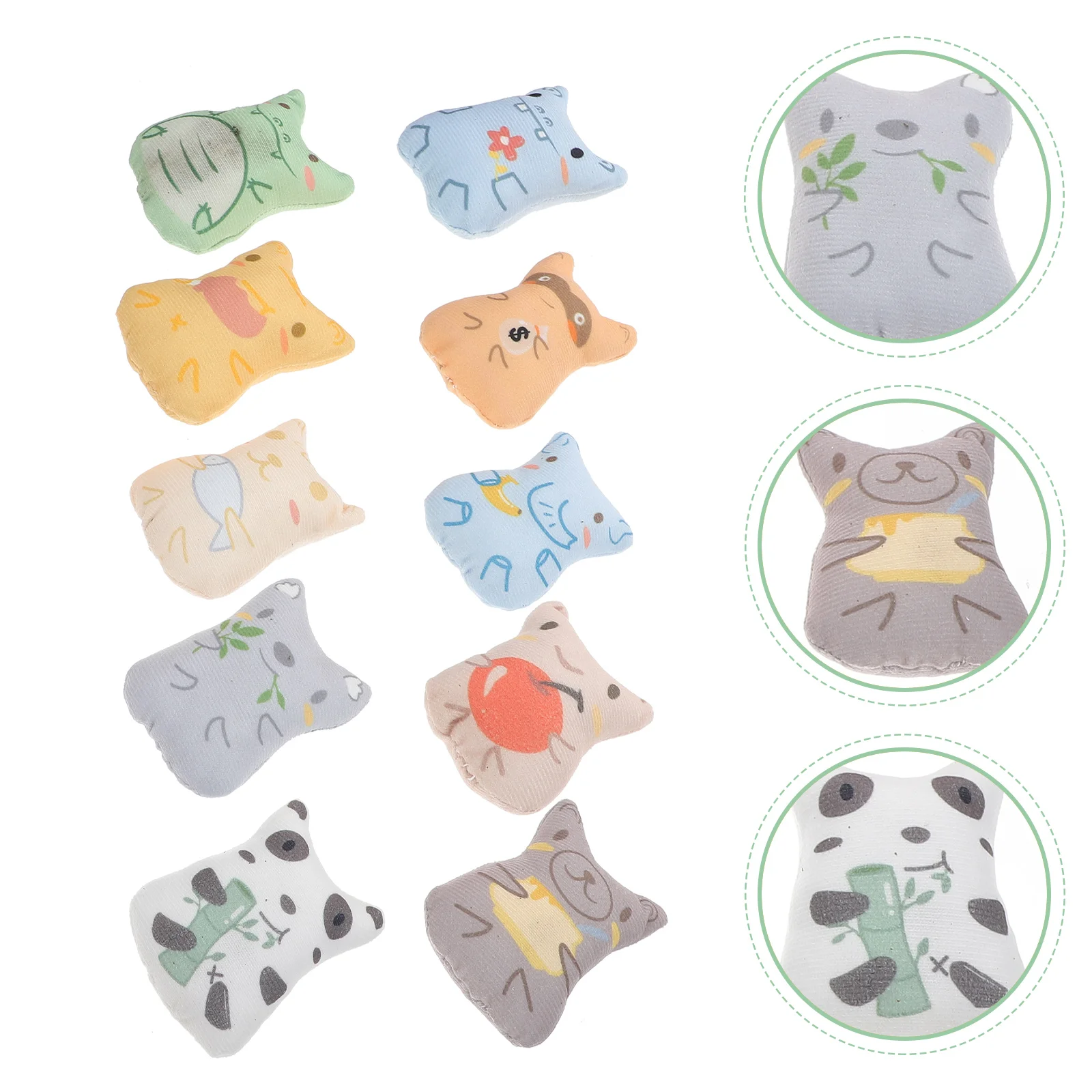 

10Pcs Plush Cat Toys Small Pet Bite Toys Cartoon Design Stuffed Toys Cat Playthings