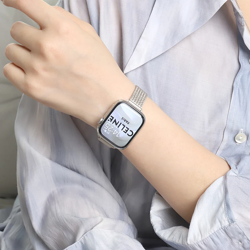 Ремешок из нержавеющей стали Apple Watch Ultra Band 49 мм 46 45 44 42 41 40 Браслет с магнитной