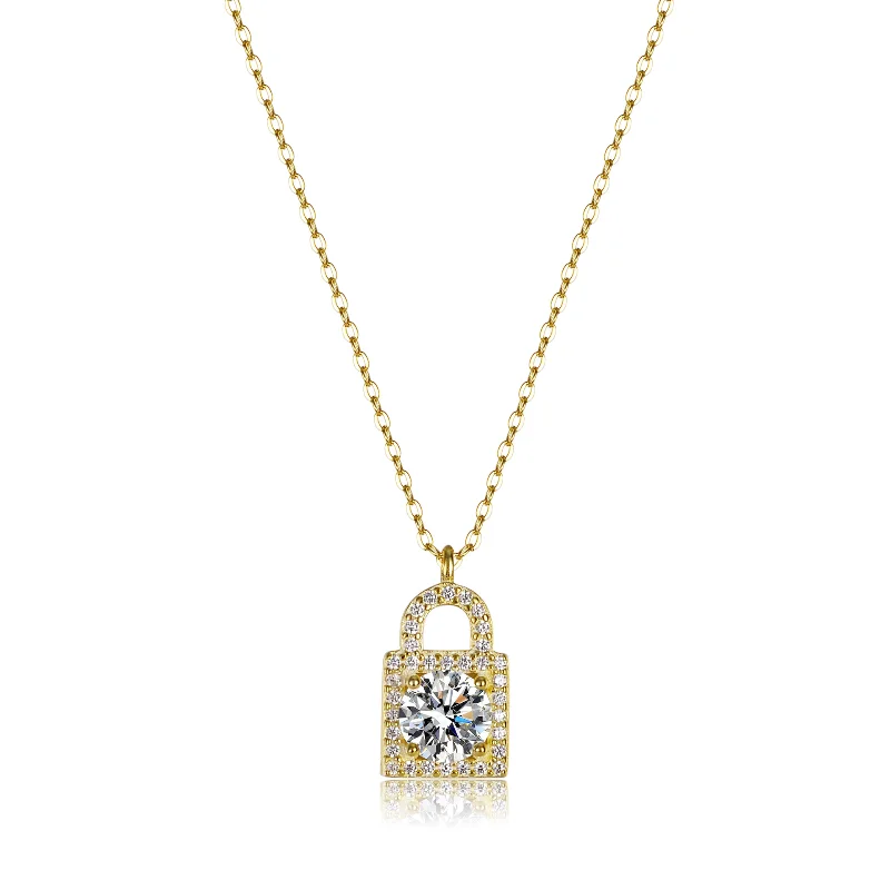 

1 Carat Moissanite Gold Colour Necklace Women 925 Sterling Silver Fine Jewellery