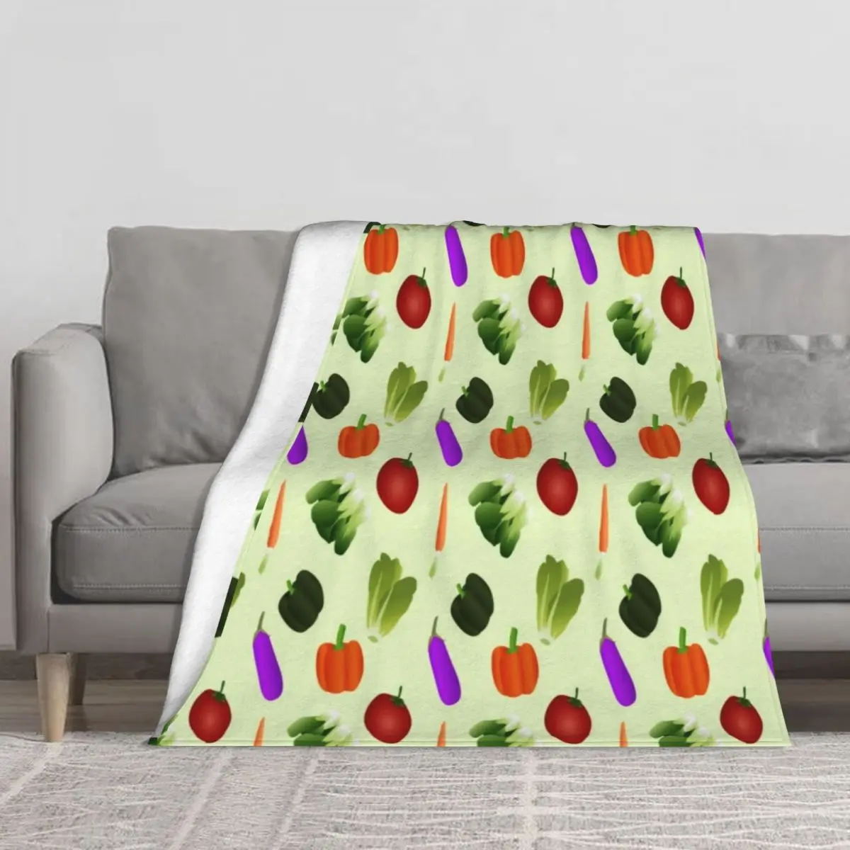

World Vegetarian Day Blanket Vegetables Print Fluffy Big Thick Throw Blanket Warm On the Bed Blankets