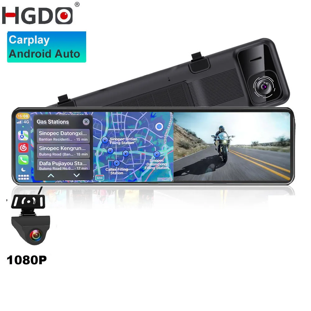 Фото Зеркало-видеорегистратор HGDO T160, 180 °, 4K, 2160P, Wi-Fi, GPS-навигация №1