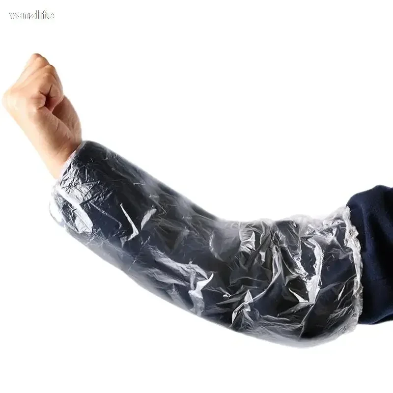 Disposable waterproof sleeve cover, thickened transparent PE plastic sleeve cover oil resistant new material sleeve cover 100PCS