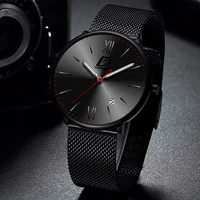 mens fashion minimalist watches luxury stainless steel mesh belt quartz wrist watch for men casual leather watch reloj hombre