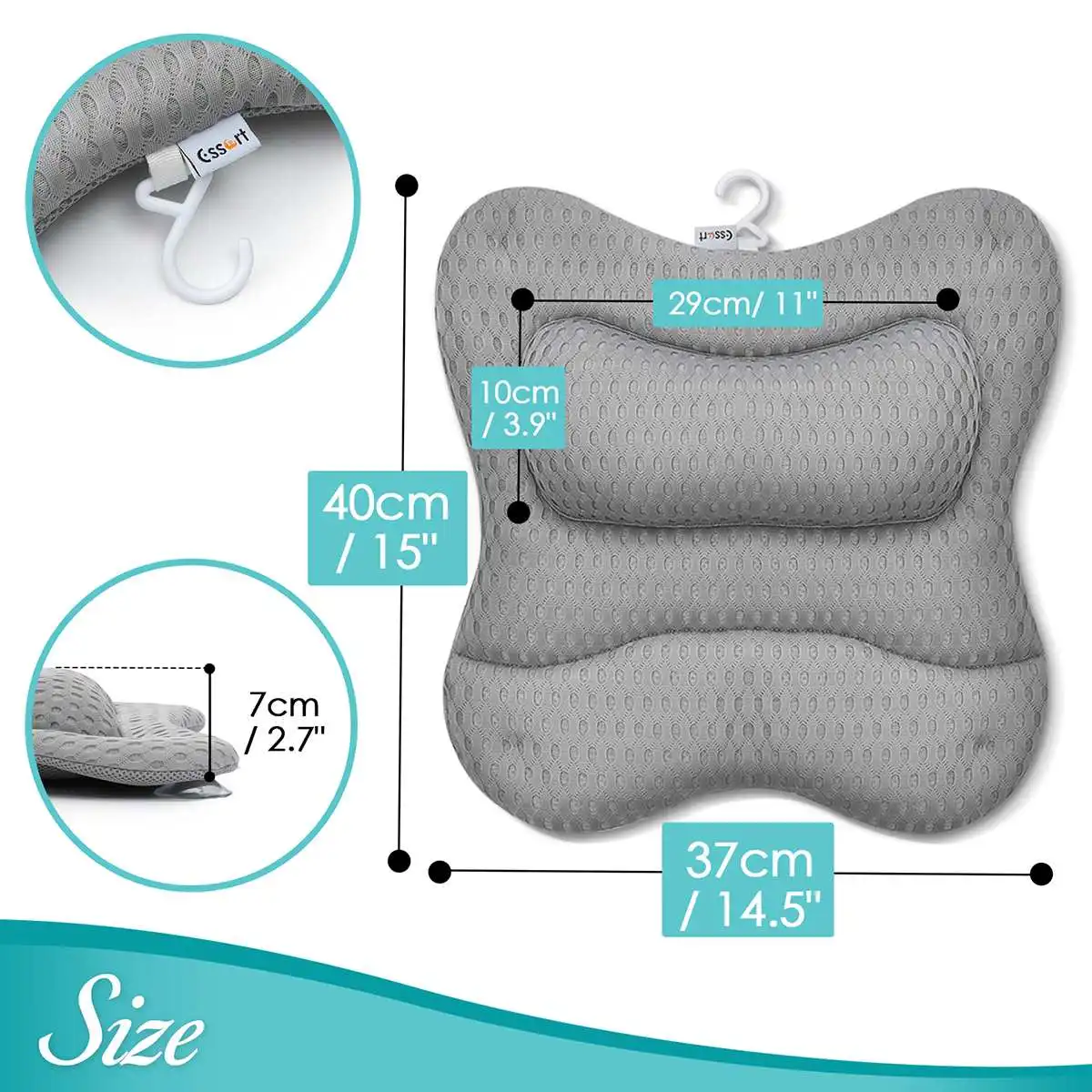 

Подушка для ванны спа с присосками для поддержки шеи и спины, подушка для подголовника, утолщенная для дома, горячей ванны, ванной комнаты, п...