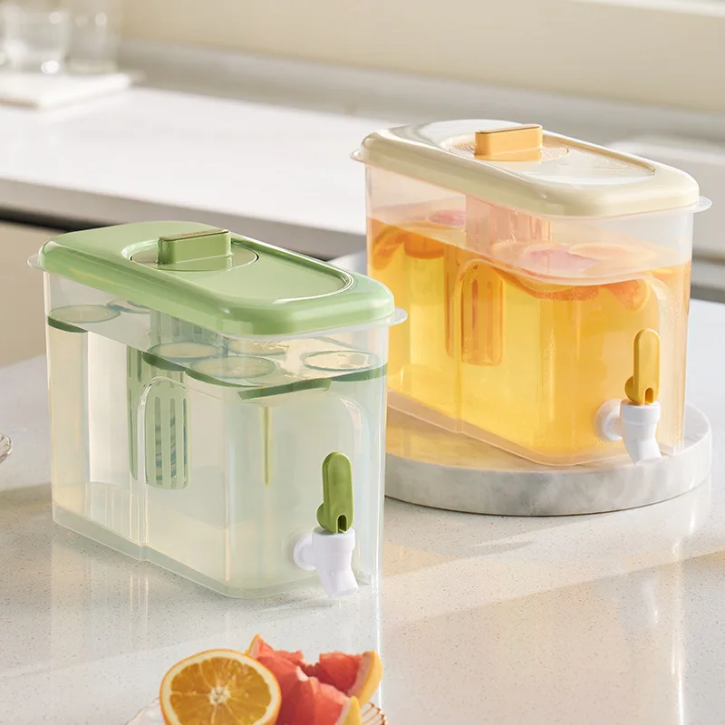 

4L Fruit Juice Cold Drink Kettle with Faucet for Refrigerator, Heat-resistant Cold Water Cold Water Kettle Water Bottles