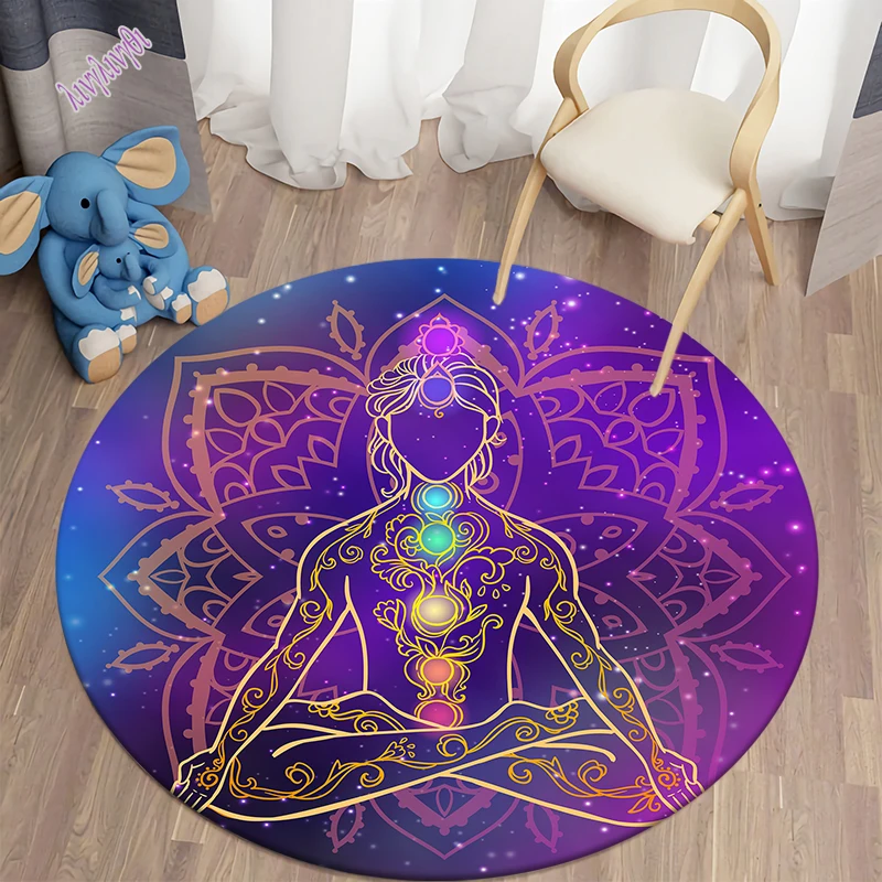 

Yoga Meditation round carpet theme Picnic area rug floor mat home decor Yoga meditation mat Pet rugs living room yoga mat