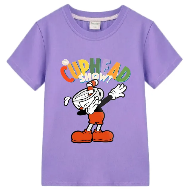 Cuphead T Shirt Cuphead Dab T-Shirts  for Girls Kids Cute Tee Shirt Short-Sleeve 100% Cotton Print Tshirt  Boys Summer Clothes 1