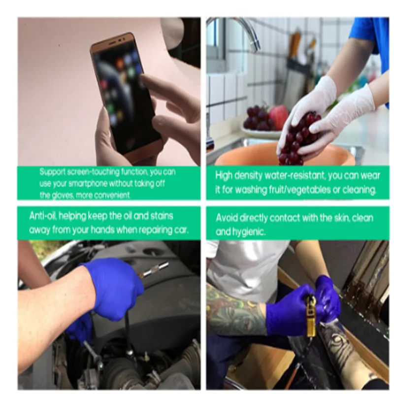 Перчатки нитриловые одноразовые из синтетического латекса 7 мил 100 шт. |