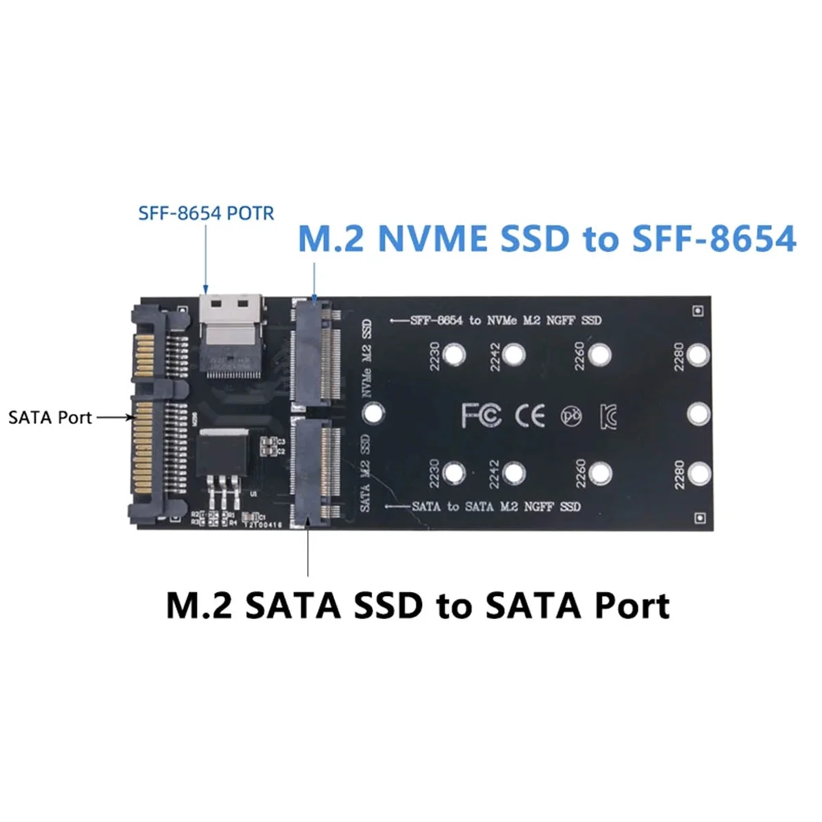 Адаптер M2 SSD M.2 SATA Ngff в + NVME SFF-8654 Преобразователь карты расширения