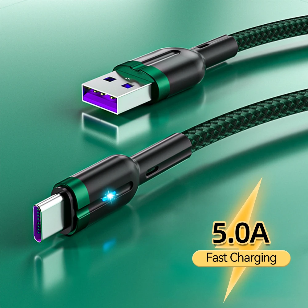 

5A USB C Fast Charging Type-C Data Cable For Xiaomi 11 Pro Poco F3 Huawei P40 Quick Charger Wire Phone Cord For Samsung Oneplus