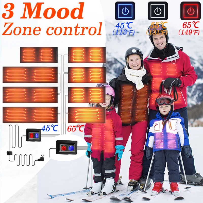 

Зимняя грелка с USB-зарядкой для одежды, грелка с 3 режимами регулировки температуры, жилет с электрическим подогревом, куртка, грелка для жил...
