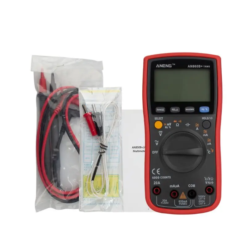 

L1EE Digital Multimeter TRMS 6000 Counts Backlight AC/DC Current Voltage Resistance Frequency Temperature Tester AN860B+ with