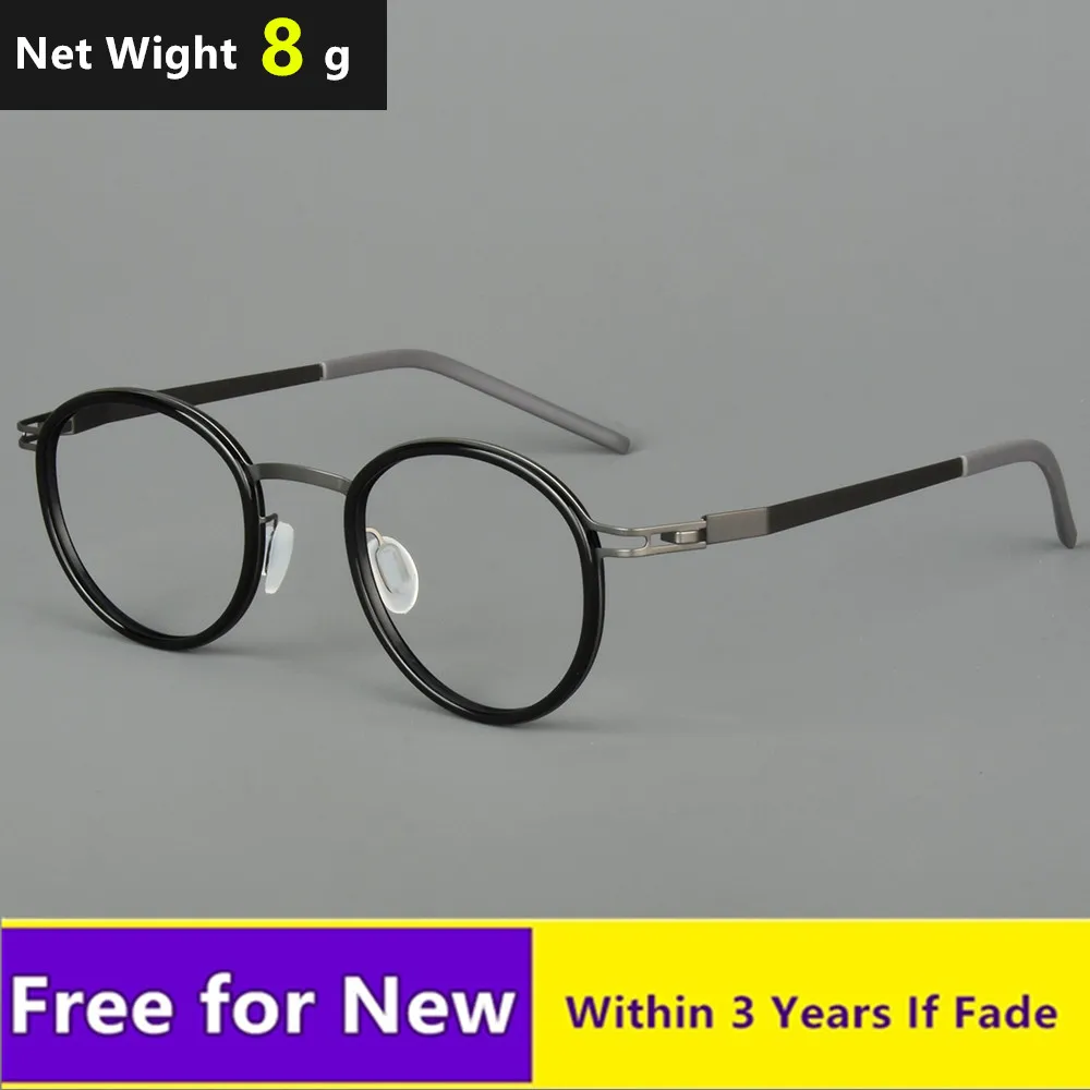 

Handmade Round Alloy Glasses Frame for Men Ultralight Spectacles 8g Not Fade Men's Myopia Prescription Eyeglasses Optical Lenses