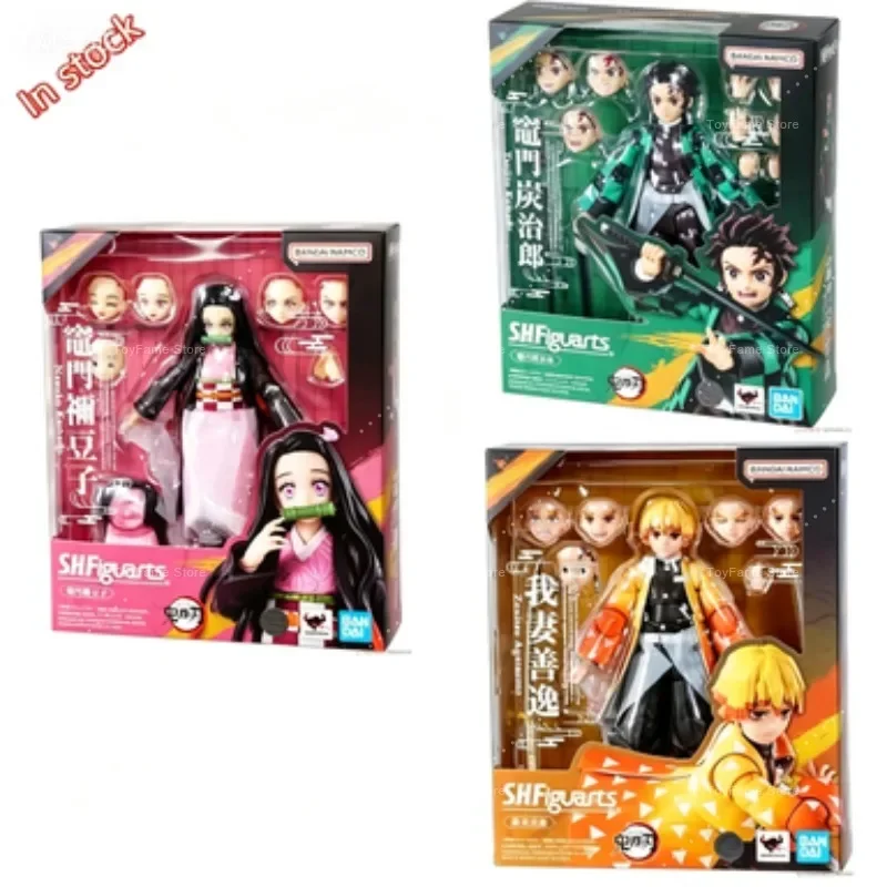 Фото В наличии: Фигурки Bandai S.H.Figuarts Demon Slayer: Kimetsu No Yaiba — Танджиро Камадо, Зеницу Азуна, Незуко Камадо, подвижные фигурки демонов №1
