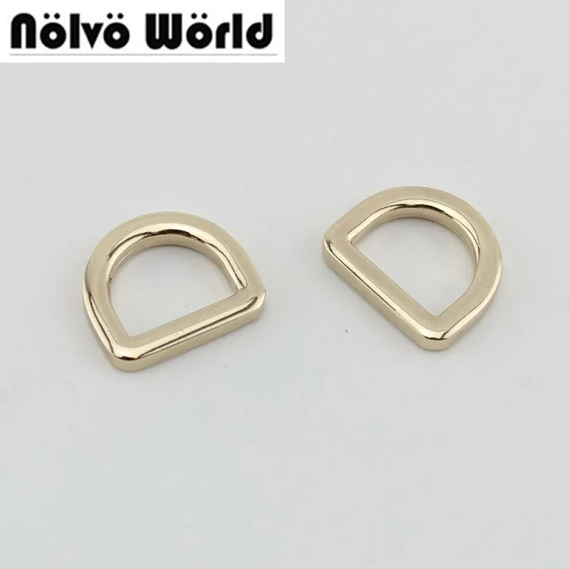 

50pcs 4 Colors Fat Squared edge 16X12.5mm 5/8" polished light gold closed D rings,alloy metal cast solid d-ring
