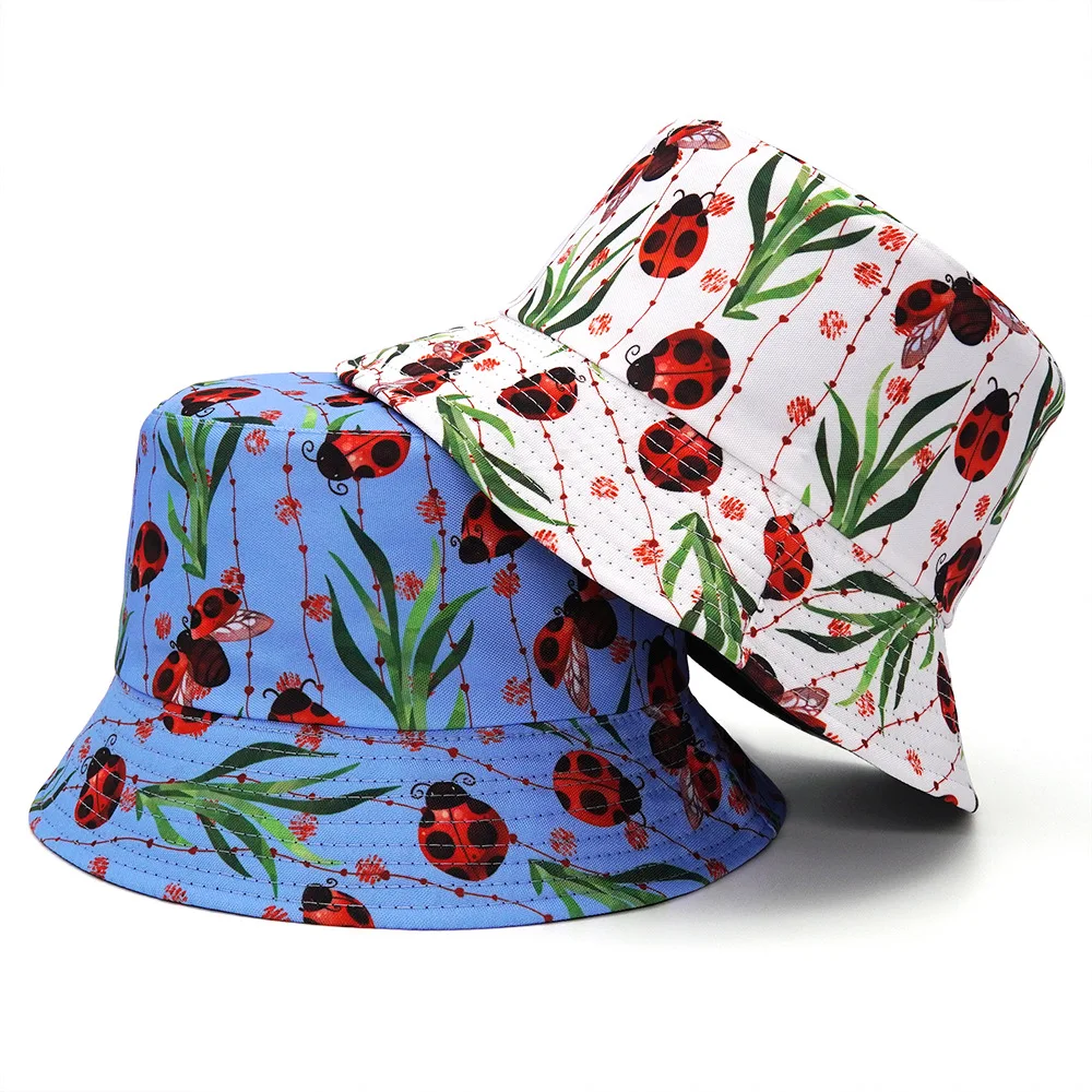 

2022 Fashion Women's Floral Insect Print Bucket Hat Outdoor Travel Vacation Sunshade Fisherman Hat