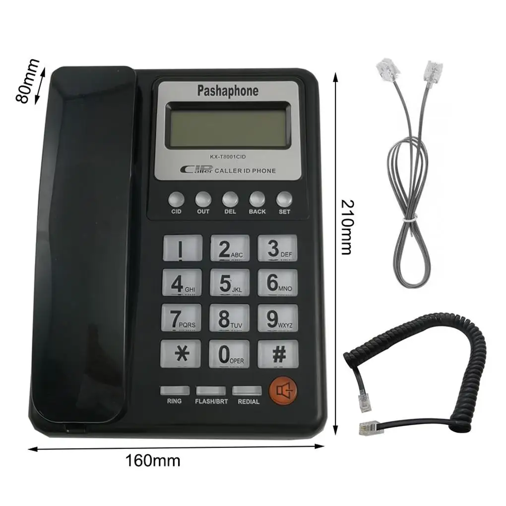 Landline Phone Corded Telephone LCD Screen Living Room No Battery