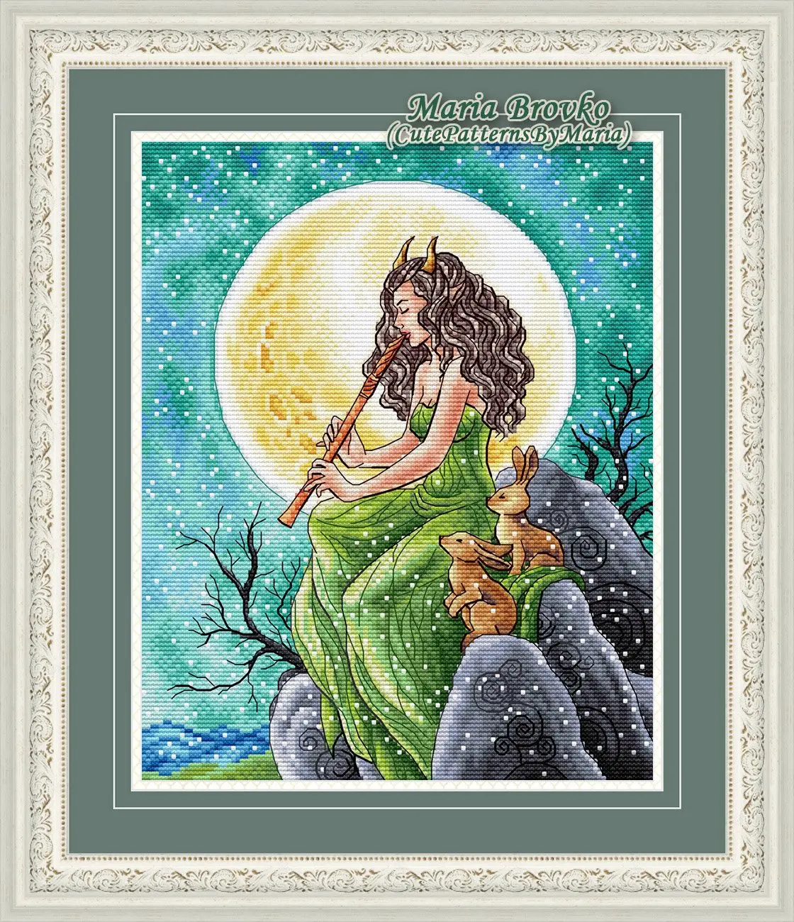 DIY needle work Girl playing the flute 32-37 Cross Stitch Set Counted Kit 28ct 14ct 32ct Metallic aida