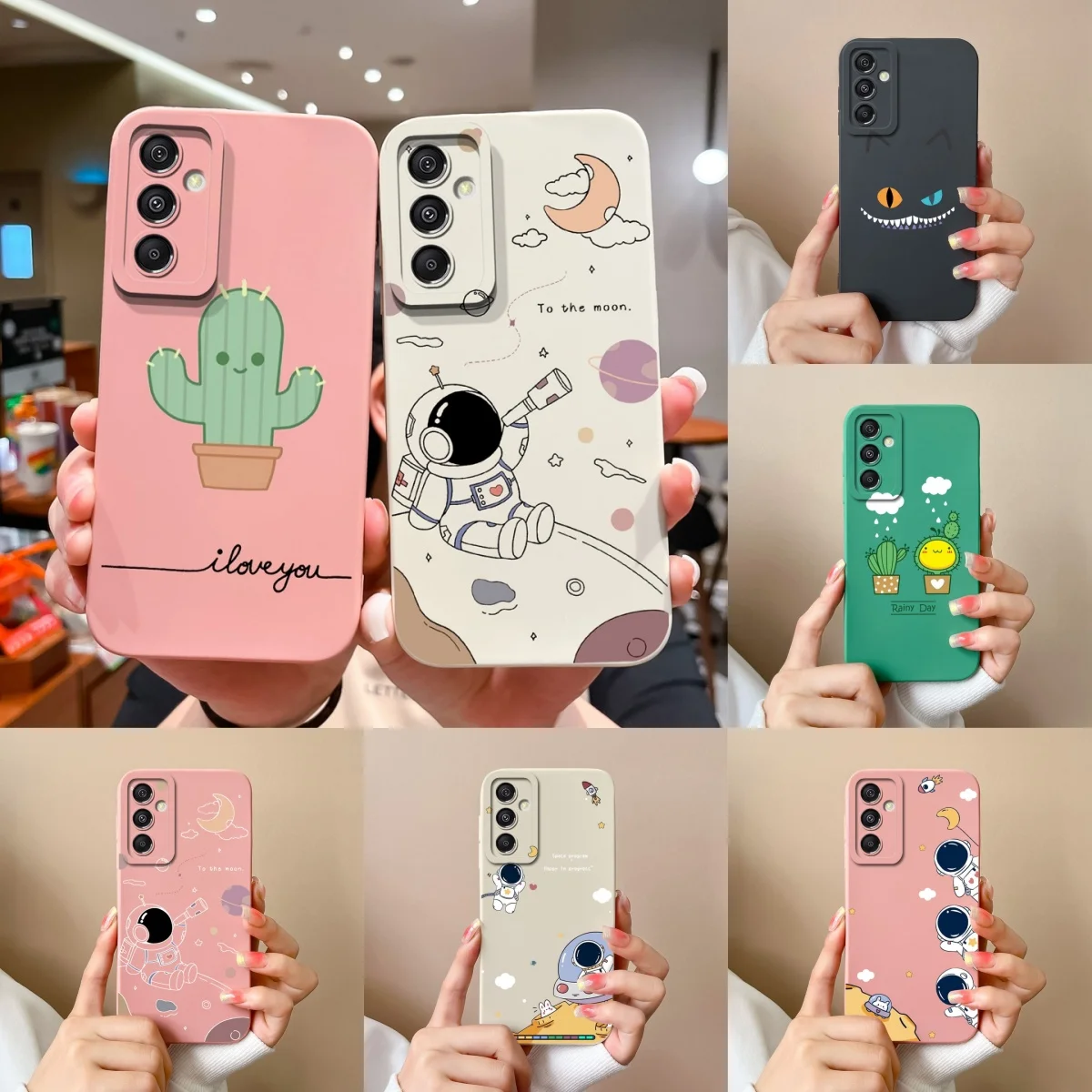 Чехлы для Samsung Galaxy M34 5G милый кактус астронавт жидкий защитный чехол телефона от