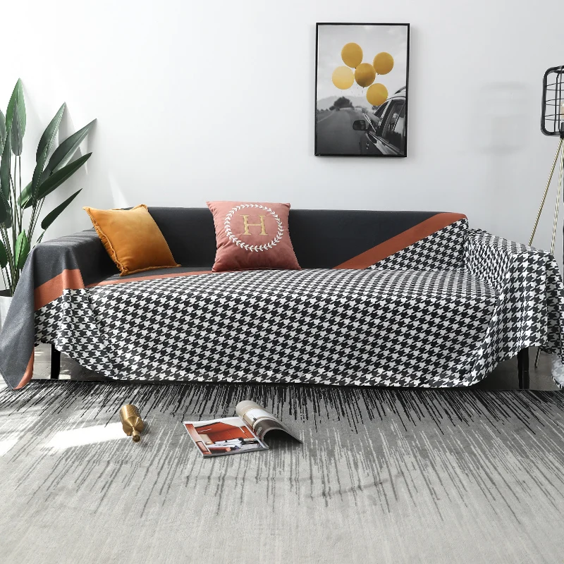

Houndstooth Pattern Patchwork Sofa Cover for Living Room Decor Morden Luxury Geometric Couch Covers for Sofas Household Office