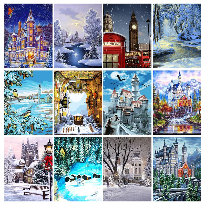 

5D Diy Diamond Painting Landscape Building Castle 3D Diamond Embroidery Rhinestone Mosaic Home Decoration Gifts