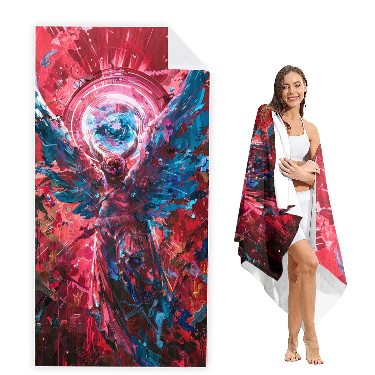 Большое пляжное полотенце Angel толстое из микрофибры очень Впитывающее без песка