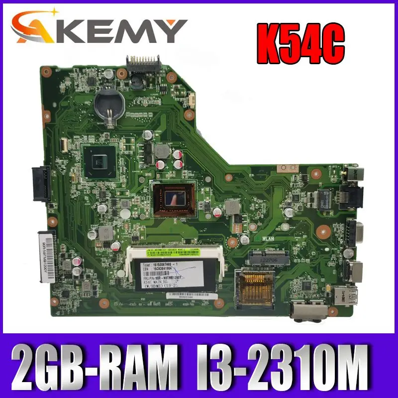 

Akemy K54C Laptop Motherboard For ASUS X54C Original Mainboard 2GB-RAM I3-2310M